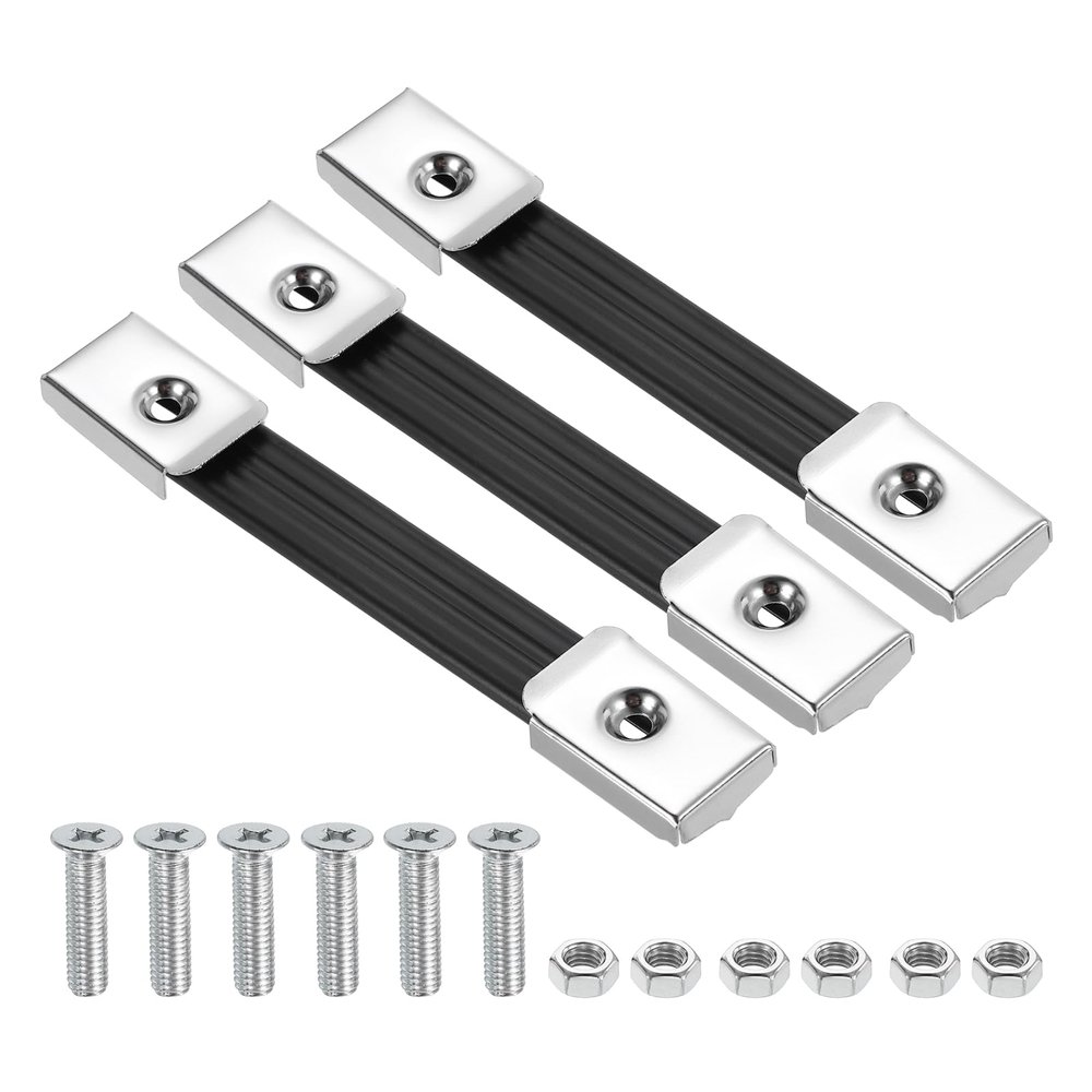 PATIKIL 3 Pieces 6.3 Inches Speaker Cabinet Strap Handles, Handle Pull Metal Caps Buckle Grasp Strap Hardware for Speaker Flight Case, Silver