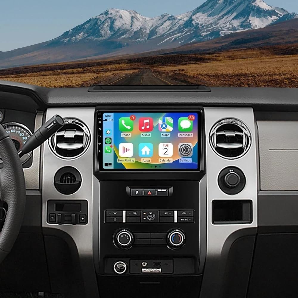 Surakey 64G Android Upgrade Car Stereo Radio for Ford F150 2009-2014, 9 inch IPS HD Touchscreen for CarPlay Wireless Android Auto Backup Camera WiFi GPS Navigation Bluetooth FM