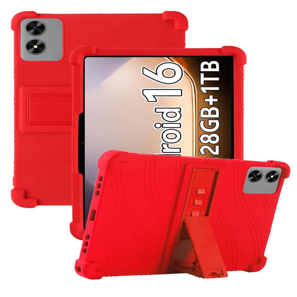 10.1" Case for SHARECLOUD P10/P10_T/Frameflow P10_A/FIRYMID P10/1060C Android Tablet, Soft Silicone Kids Friendly Cover with Adjustable Stand, Drop-Proof (Red)