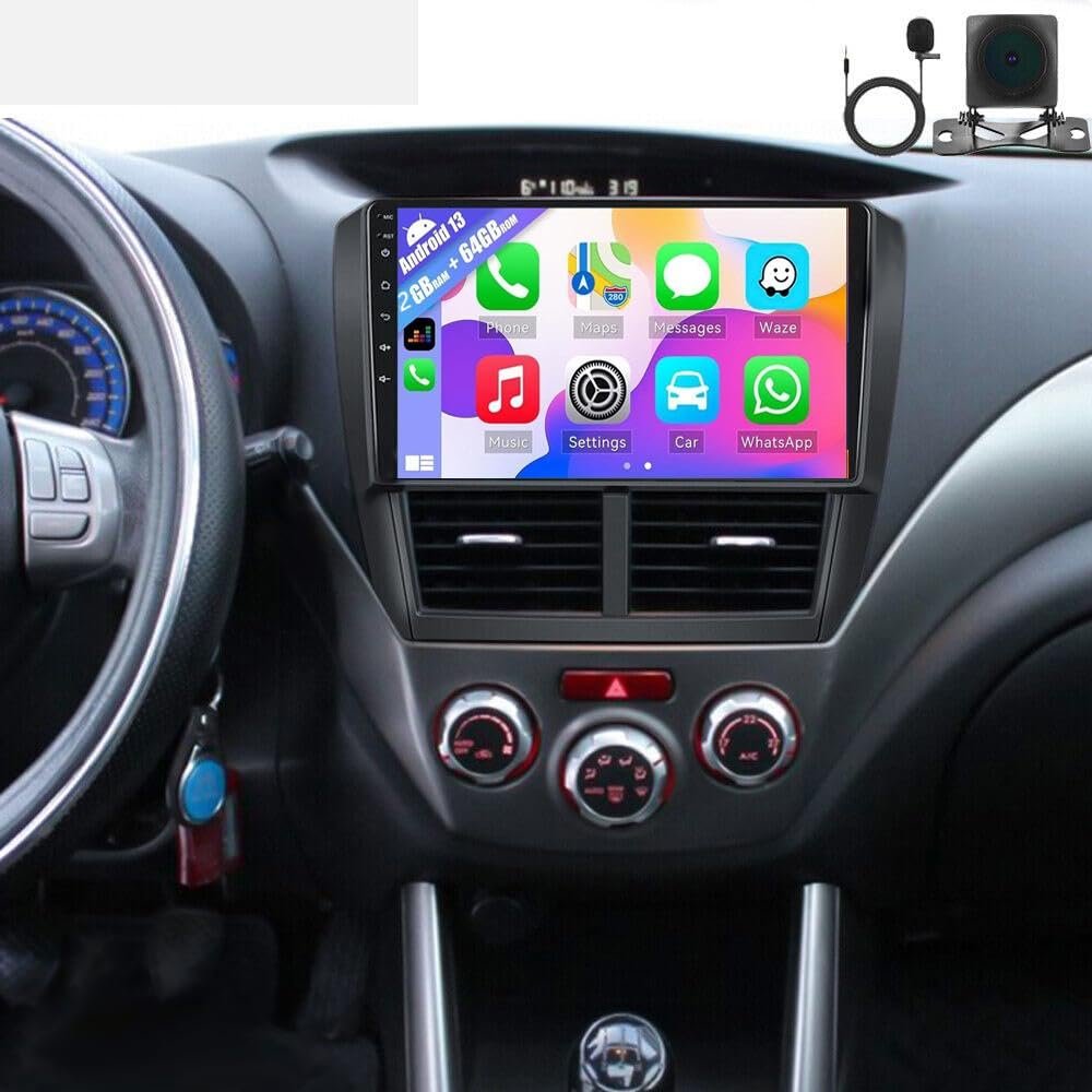 Surakey +64GB Car Radio for Subaru Forester 2008-2012 for Subaru Impreza 2008-2011 Car Stereo 9 Inch IPS Android 13 with CarPlay Wireless & Android Auto GPS WiFi Bluetooth Backup Camera