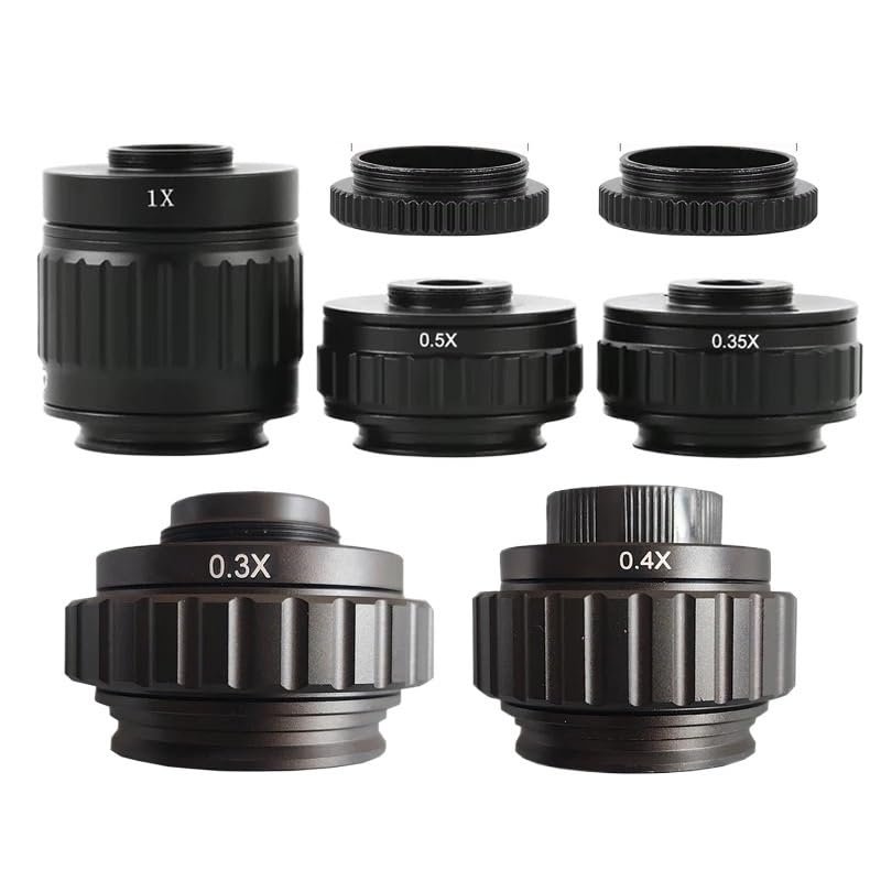 1pc 0.35X 0.5X 1X 0.3X 0.4X Focus Adjustable C Mount Adapter Lens 38MM Ring for New Type of Trinocular Stereo Microscope(1x 0.35x-C-Mount)