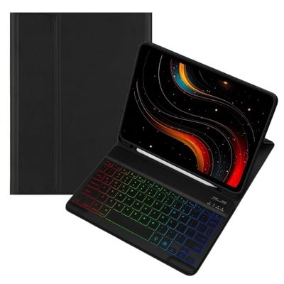 kaidisen Colorful Backlit Keyboard Case for Galaxy Tab A9 8.7" Case with Magnetic Detachable Bluetooth RGB Backlight Keyboard Cute Candy Color Business Student,Black+Black