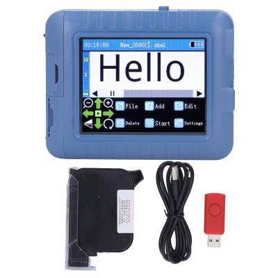 Mobile Inkjet Printer Handheld Printer Set 3.5in Color Screen Multi Language 12.7mm Printing Height Adjustable for Date Code Product Labeling Wood Clothing Paper Cardboard Boxes