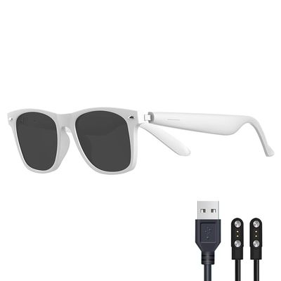 KOIPSSE Smart Audio Glasses: AI Translation, TWS Bluetooth HiFi Sound Headphones, Sweat-Proof Frosted Feel, for Indoor and Outdoor use, Simple and Stylish Sunglasses (Standard, White+Sunglasses)