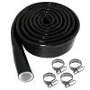 1/2" ID Heat Shielded Fire Thermo Armor Fire Sleeve Silicone Coated Fiberglass Heat Protection with 4 Clamps for Automotive Hoses, Wiring Harness, Exhaust, Spark Plug (Black 1/2" ID x5FT) view 1