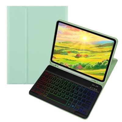 kaidisen Colorful Backlit Keyboard Case for Galaxy Tab S6 Lite 10.4" Case with Magnetic Detachable Bluetooth RGB Backlight Keyboard Cute Candy Color Business Student,Mint Green+Black
