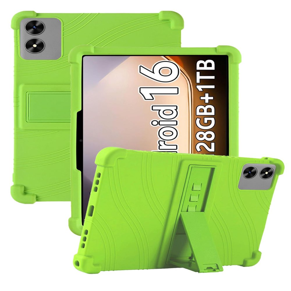 10.1" Case for SHARECLOUD P10/P10_T/Frameflow P10_A/FIRYMID P10/1060C Android Tablet, Soft Silicone Kids Friendly Cover with Adjustable Stand, Drop-Proof (Green)