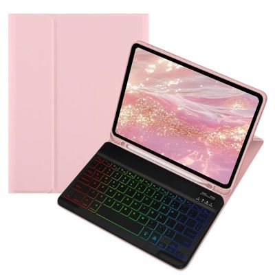 kaidisen Colorful Backlit Keyboard Case for Galaxy Tab S6 Lite 10.4" Case with Magnetic Detachable Bluetooth RGB Backlight Keyboard Cute Candy Color Business Student,Pink+Black