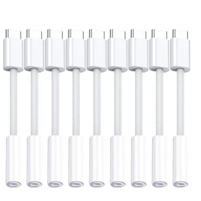 10Pack USB C to Headphone Jack Adapter,USB c to 1/8 inch Audio Adapter Compatible with iPhone 16 15 Samsung Galaxy S25,S24,S23 Ultra, Note 20, iPad Pro, MacBook, Pixel XL and More