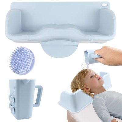 Portable Hair Washing Station with Shampoo Cup and Shampoo Brush,Silicone Hair Washing Basin for Sink & Bathtub,Shampoo Bowl for Kids,adults, and the elderly