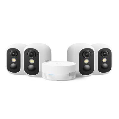 eufy Security eufyCam C35 4-Cam Kit, Wireless Indoor/Outdoor Camera, Magnetic Mount, Color Night Vision, Local Storage, No Monthly Fee, IP67, Facial Recognition, Solar Panel Compatible, Build in 8GB