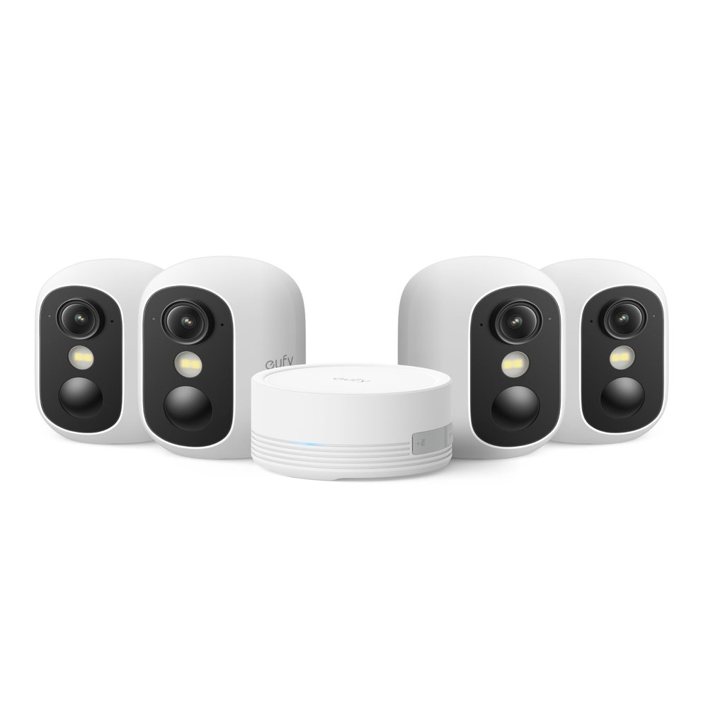 eufy Security eufyCam C35 4-Cam Kit, Wireless Indoor/Outdoor Camera, Magnetic Mount, Color Night Vision, Local Storage, No Monthly Fee, IP67, Facial Recognition, Solar Panel Compatible, Build in 8GB