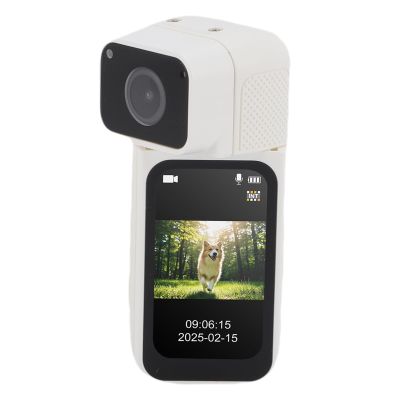 Denash 2.7K Wearable Camera with 180 Rotating Lens & Magnetic Mount,1.47" Screen Recorder for Travel, Work (White)