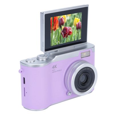 Tbest Digital Photography Camera 1080P 48MP High Resolution 2.4 Inch HD Display 18X Electronic Zoom Video for Outdoor Travel ABS Metal Compact (Violet)