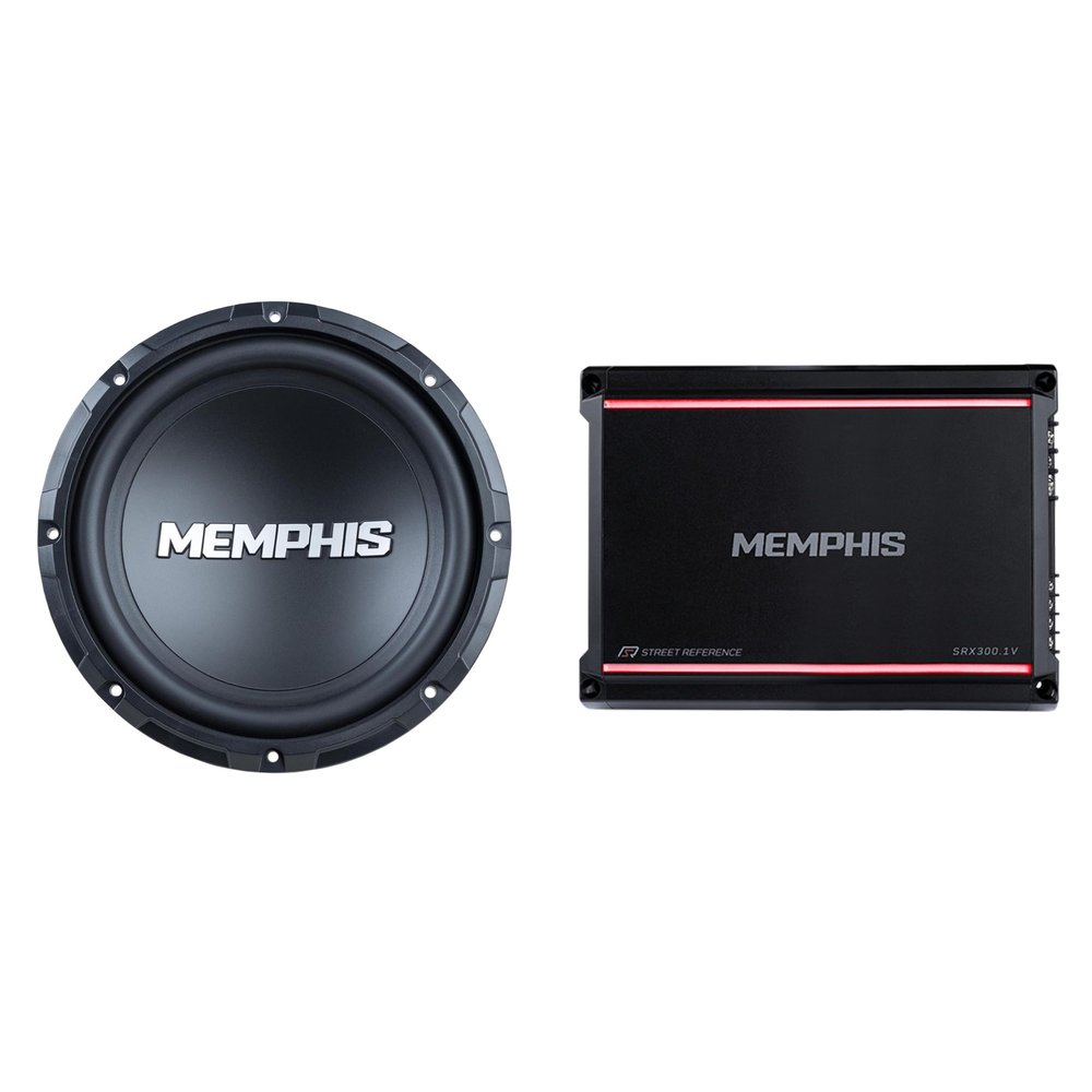 Memphis Audio SRX300.1V Mono 2-Ohm 300 Watt with SRX1040V 10" Street Reference Single 4-Ohm Subwoofer