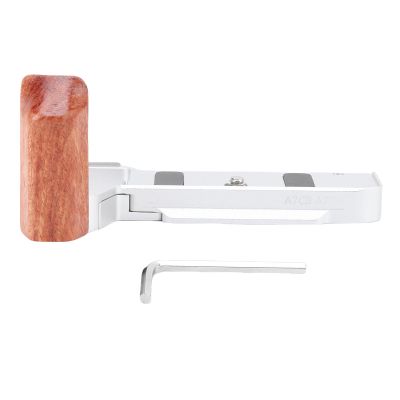 ciciglow Handgrip L Shape Grip for A7CII, A7CR, A7C2, Camera Hand Grip L Bracket Built in Quick Release Plate, Wooden Handle, with 1/4 Inch Screw Hole (Silver)