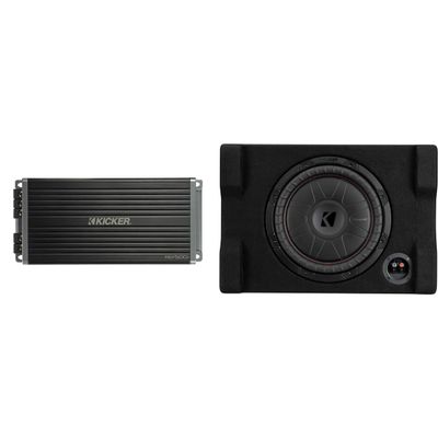 Kicker 52CVTDF122 CVTDF 12" Sub Down Firing Enclosure w/ 500 Watt Key Amp Bundle