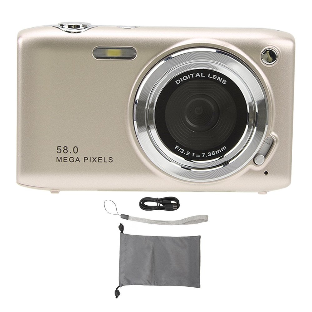 Hilitand 58MP, 4K, Macro Digital Camera with 2.88 Inch Screen, 16X Zoom, Timed for Vlogging (Gold)