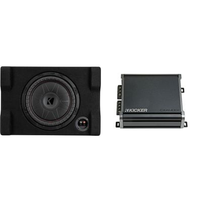 Kicker 52CVTDF122 CVTDF 12" Sub Down Firing Enclosure w/ 400 Watt Amp Bundle