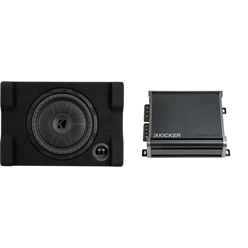 Kicker 52CVTDF122 CVTDF 12" Sub Down Firing Enclosure w/ 400 Watt Amp Bundle