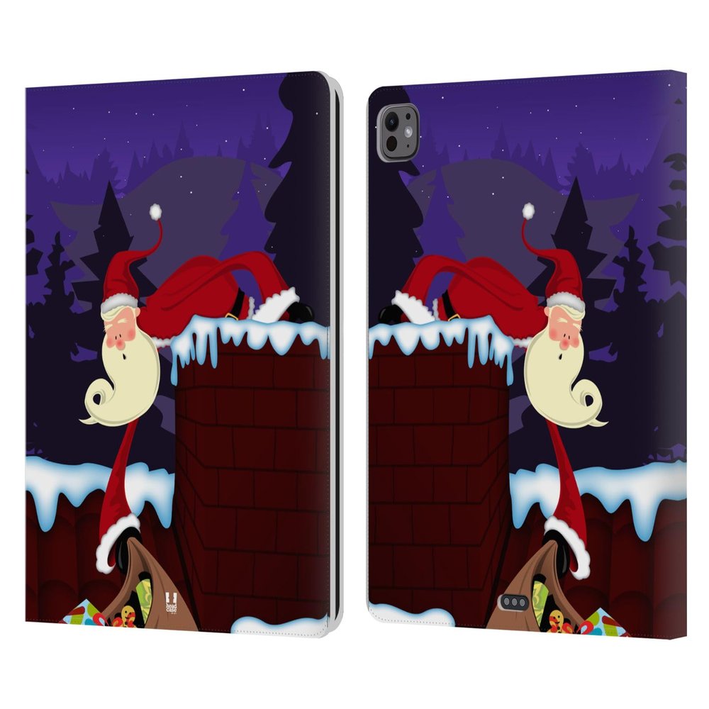 Head Case Designs Chimney Thin Santa Leather Wallet Case Compatible with Apple iPad Pro 13 M4 2024
