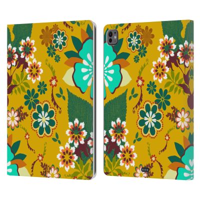 Head Case Designs Harvest Gold Botanical Ornaments Leather Wallet Case Compatible with Apple iPad Pro 13 M4 2024