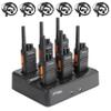 FR1 Walkie Talkies Long Range Rechargeable Two Way Radios with Earpiece 6 Pack with 6 Way Multi Gang Charger for Warehouse Restaurant Farm view 1