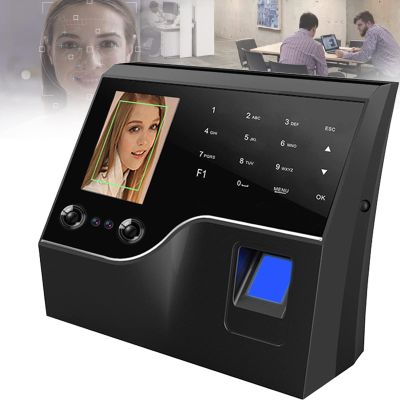 ZOCWJK Fingerprint Password Attendance Machine,Clocking in Machine for Employees Small Business with Face, Finger Scan, Office Time Card Machine Automatic Punch(