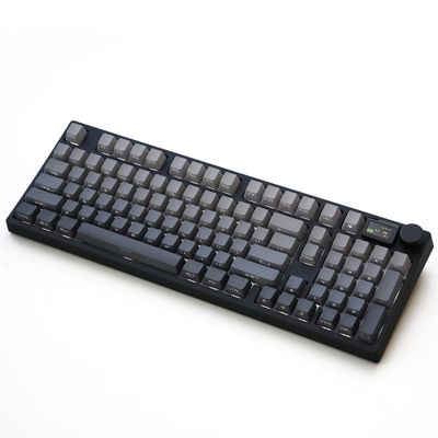 NJ98 Wireless Custom Mechanical Keyboard with Screen Knob 96% Hot Swappable RGB Keyboard Mac Windows (Dark, Steel Plate-Box Deep Sea)