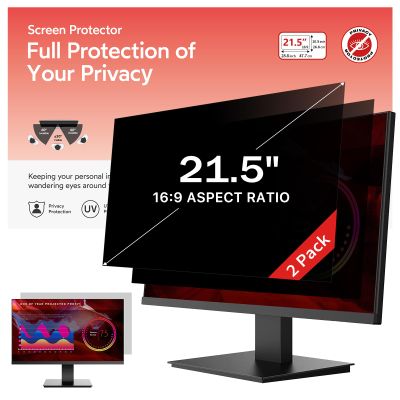 bersem 2 Pack 21.5 Inch Monitor Computer Privacy Screen Filter for 16:9 Ratio,Removable Monitor Anti-Glare & Privacy Filters for 21.5 Inch, Anti Blue Light, Anti-Spy, Anti-Scratch, UV-Blocking