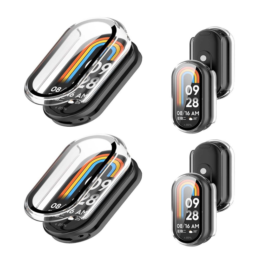 2pack Case for Xiaomi Smart Band 10,NOUKAJU Protective Cover SmartBand,Built-in 9H Tempered Glass Film, Hard PC,Screen Protector for Xiaomi Band 10 1.72inch(Clear+Clear)
