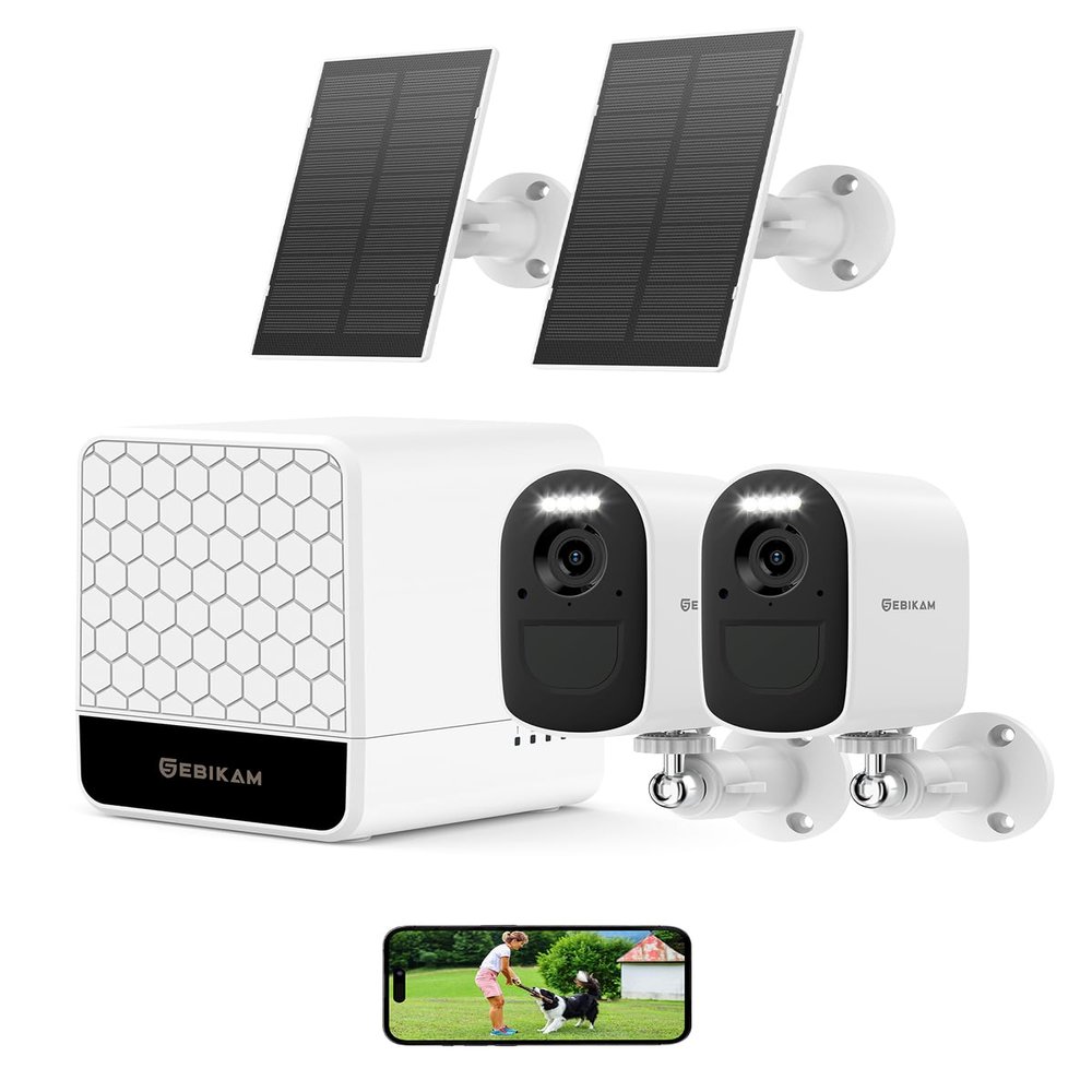Sebikam 4MP Wireless Outdoor Security Camera System, 2 PCS 2K Solar Cameras