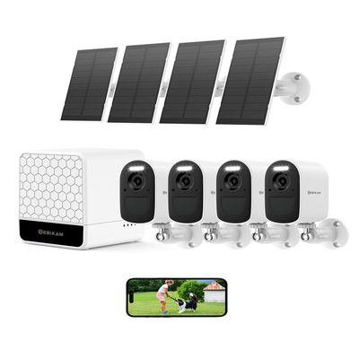 Sebikam 4MP Wireless Outdoor Security Camera System, 4 PCS 2K Solar Cameras