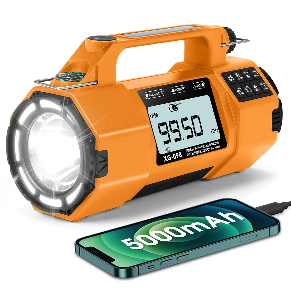 Auto NOAA Emergency Weather Radio, AM/FM/SW Solar Hand Crank Radio