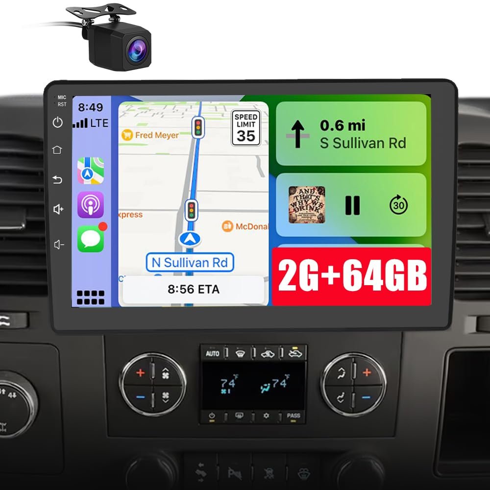 Android 13 [2G+64G] Car Radio for GMC Sierra Yukon Chevrolet Buick Chevy Silverado,10 Inch Touch Screen Stereo with GPS WiFi SWC Wireless Apple CarPlay Android Auto Backup Camera