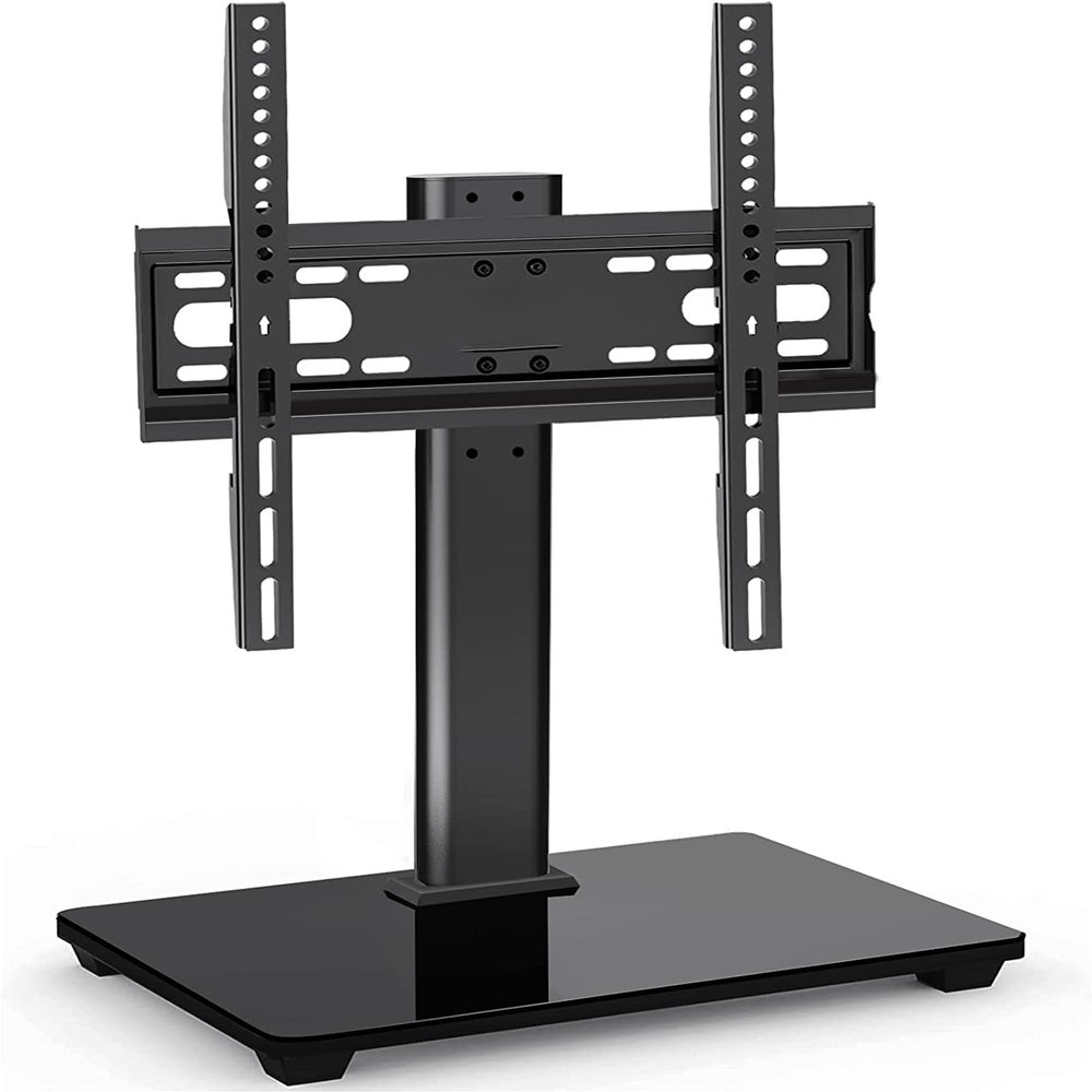 Universal TV Stand Tabletop - Height Adjustable TV Base with Heavy-Dut Tempered Glass Base, Holds up to 55 lbs for 15-32 inch LCD LED TVs