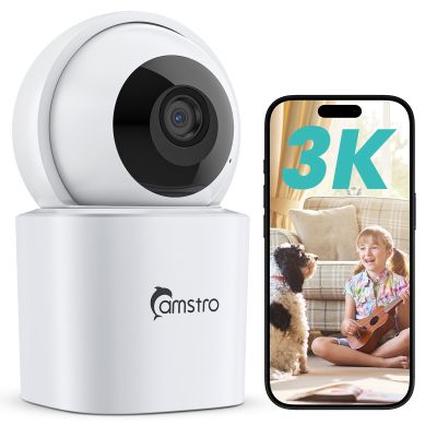 CAMSTRO 3K Indoor Security Camera 360PTZ Home Baby/Pet Monitor, Auto Tracking,2.4/5GHz WiFi, AI Motion & Sound Detection,2-Way Audio, Night Vision, SD/Cloud Storage, Works with Alexa, No Monthly Fee