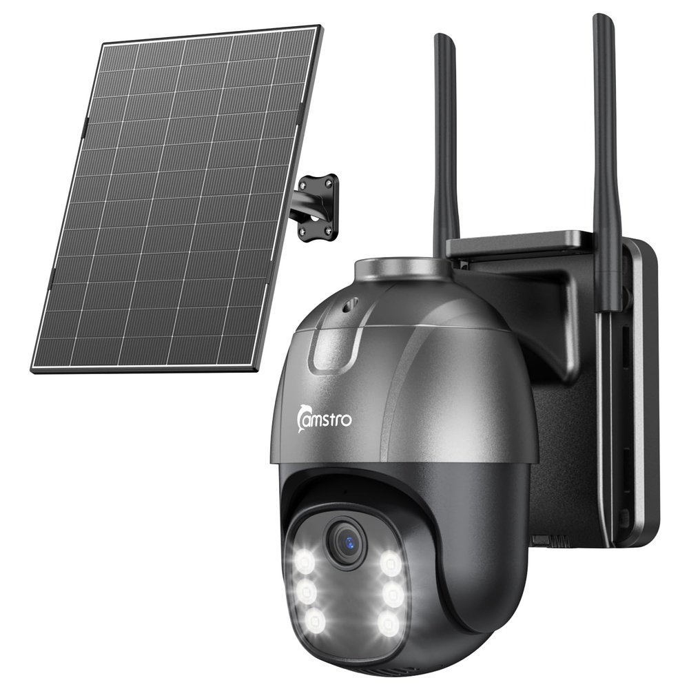 CAMSTRO AOV 24/7 Continuous Recording Solar Security Camera Wireless Outdoor with 32GB Memory SD Card,4G LTE Cellular Camera with AI Tracking Detection, 360Pan & Tilt Surveillance, IP66, No WiFi