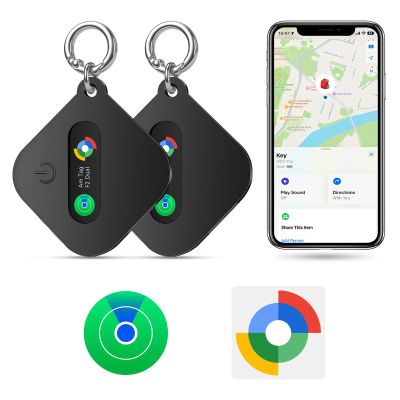 eMjollRay Dual System Bluetooth Tracker for iOS or Android-4 Packs, Compatible with Apple Find My (iOS) & Google's Find Hub(Android) for Smart Tracking Tag/Key Finder/Luggage Tracker/Item Locator