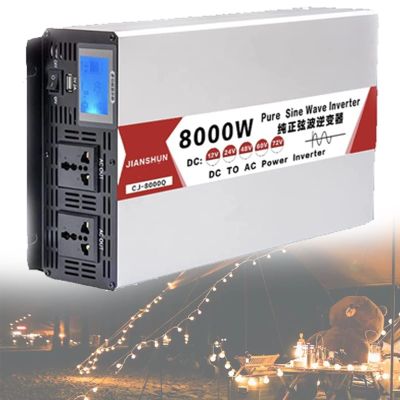 1pc High Power Pure Sine Wave Inverter 4000W-8000W DC 12V-72V to AC 110V/220V with LCD for RVs and Solar Applications(8000W 60Vto110V)