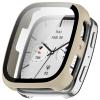 2 Pack Hard Case for Amazfit Active 2 Square with Screen Protector, Hard PC Protective Case Shockproof Anti-Scratch Bumper Cover with Tempered Glass (Beige/Dark Blue) view 2