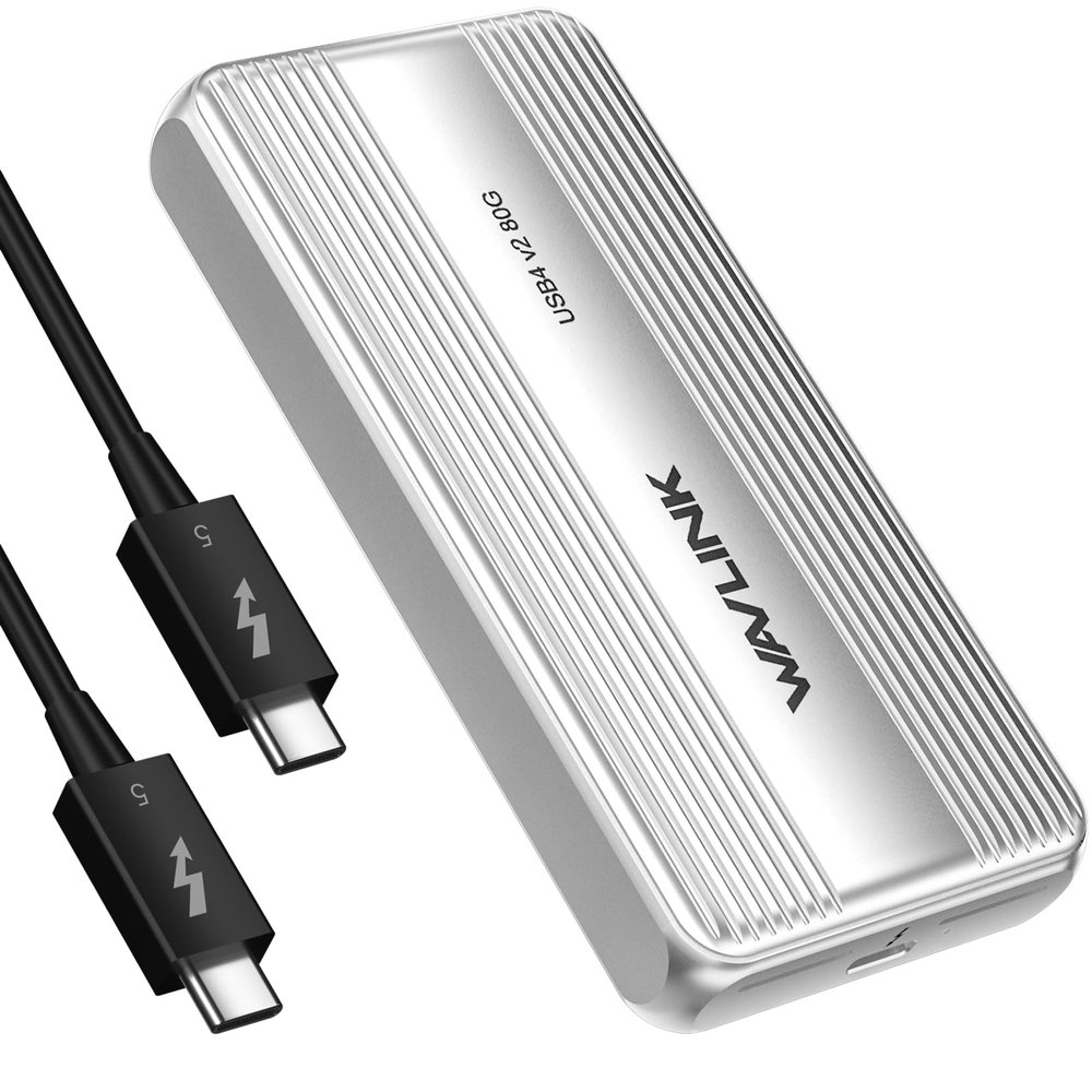 WAVLINK 80Gbps M.2 NVMe SSD Enclosure with Cooling Fan Compatible with Thunderbolt5/USB4 V2.0, Support B+M Key/M-Key NVMe 2280 SSD, Work with Mac M4 Pro