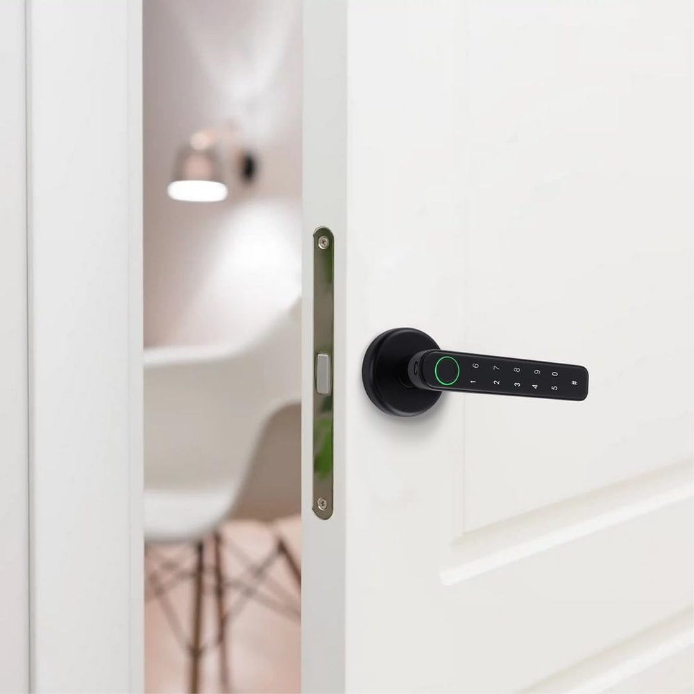 Biometric Fingerprint Door Lock, Smart Keyless Entry Handle with Touchscreen Keypad for Bedrooms, Offices, Apartments