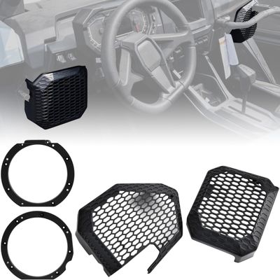 POKIAUTO 6.5" Speaker Mounts for 2025 RZR PRO, Under Dash 6.5in Speaker Adapter Brackets and Mesh Grille Covers for Polaris RZR PRO XP/R/S 4 2025 Accessories (1 Pair)