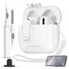 for AirPods 4 Case with Secure Lock,Automatic Magnetic Lock with Phone Holder Function,Shockproof Hard Protective Cover Cleaner Kit for Apple AirPod 4th Generation Case 2024(White-B) view 1