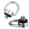 2 Pack D Ring Screw, 1/4"-20 Thread Camera Aluminum Alloy Fixing Screw with Rubber Padded Hinged Holder Quick Release Wrist Strap Sling Accessories for Tripod Camera, Selfie Stick, Gimbal (Silver) view 1