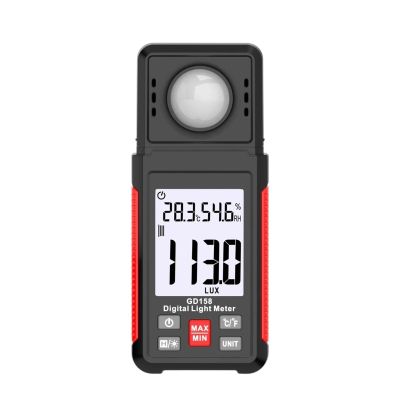 AJDFVHJF GD158 Lux Meter 200000 Lux Digital Lux Meter Photometer with Ambient Humidity and Temperature Tester