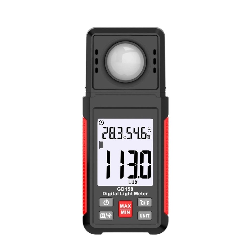 AJDFVHJF GD158 Lux Meter 200000 Lux Digital Lux Meter Photometer with Ambient Humidity and Temperature Tester