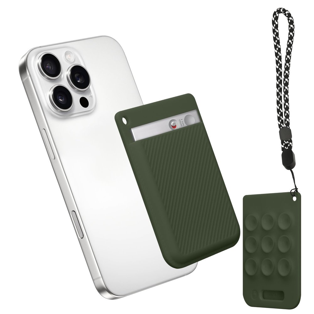 kwmobile AI Voice Recorder Cover Compatible with PLAUD Note AI Voice Recoder - Suction Cup Mount - Dark Green