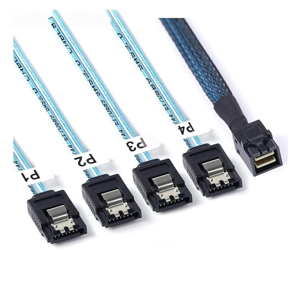 0.5M Internal MI NI S*A*S HD SFF-8643 to 4X SATA 7pin Hard Disk Data Server Ra*/id Cable
